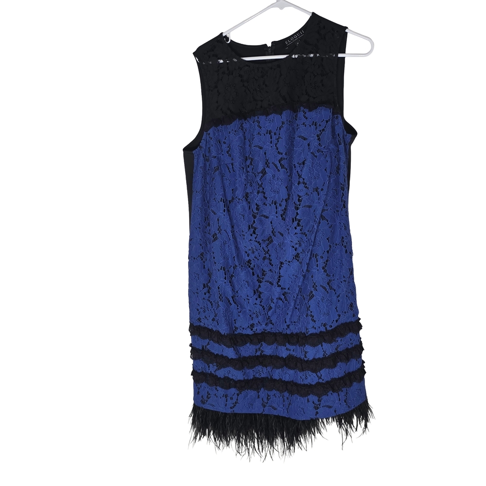 Eloquii Black and Blue Lace Dress